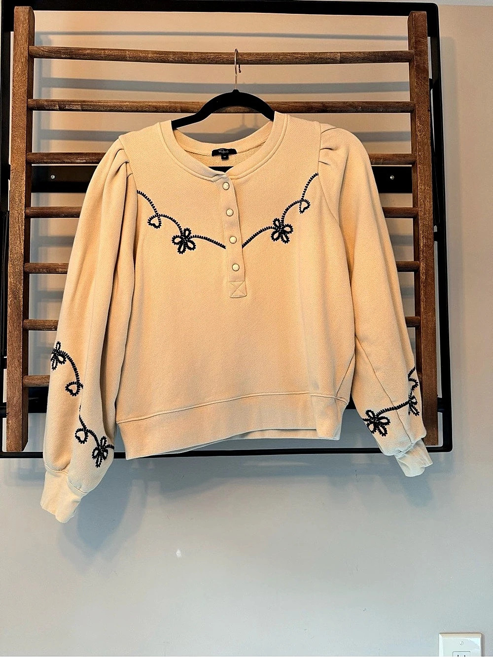 Rails Embroidered Hanne Western Sweatshirt in Cream
